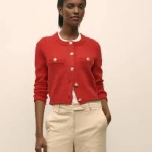 Brooks Brothers Red Knit Sweater Jacket Size XL Supima Cotton Gold Buttons $168